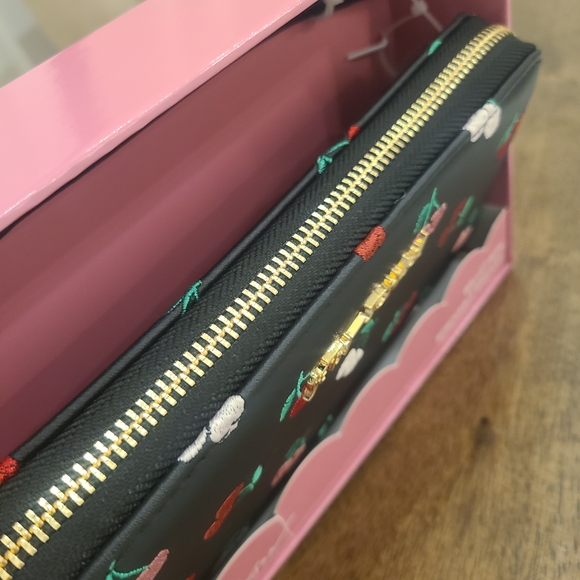 NWT! Betsey Johnson Black Wallet with Cherry Embroidery - Picture 4 of 4